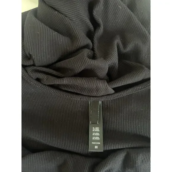 Skims Soft Lounge Long Slip Dress Ribbed Maxi Tank Stretch Modal Onyx Women's 2X - Picture 4 of 10